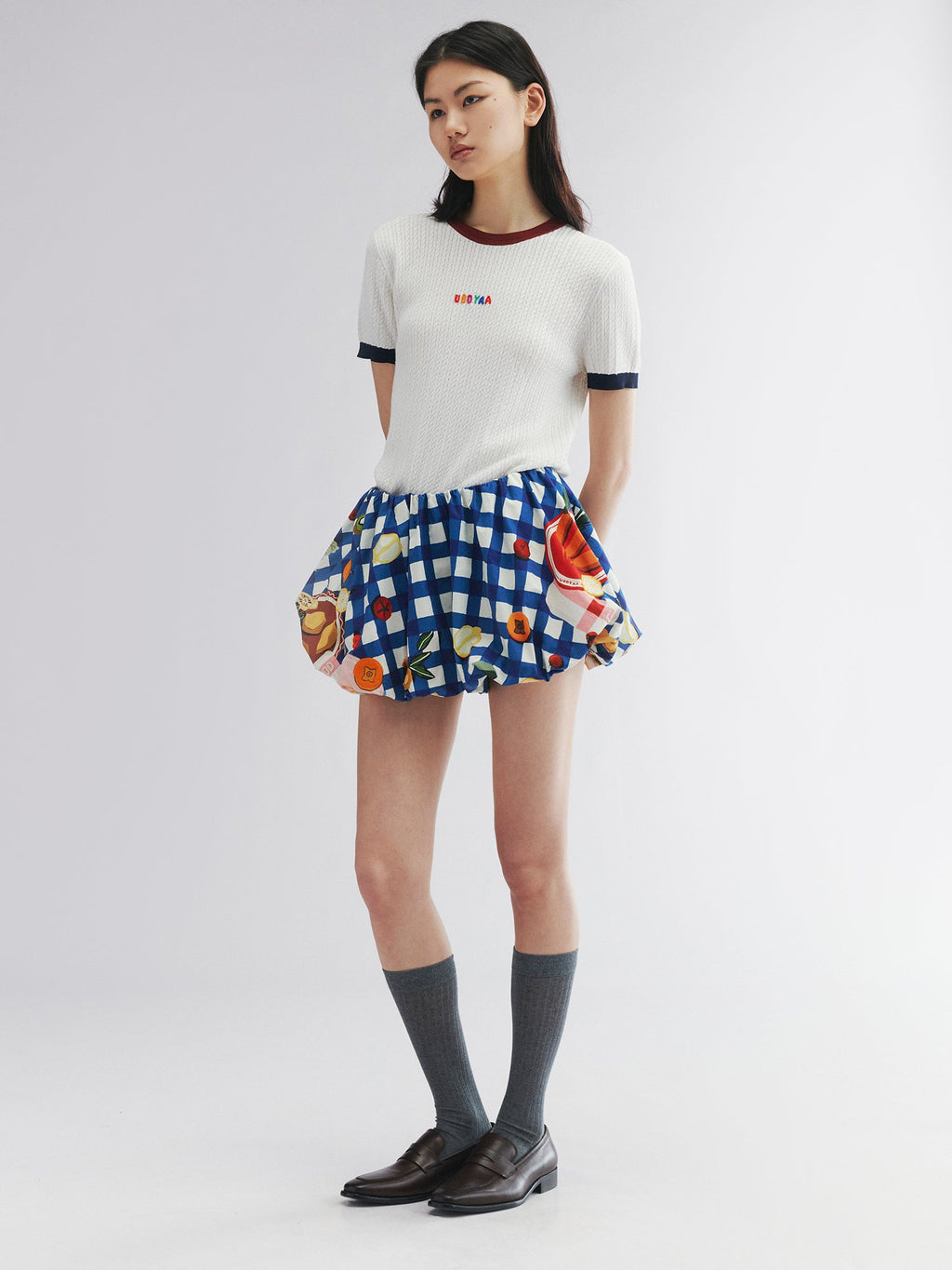 Picnic scene graphic trousers