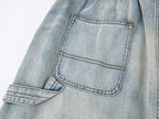 Washed denim utility skirt