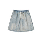 Washed denim utility skirt