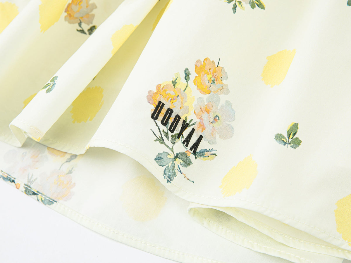 Yellow floral print skirt