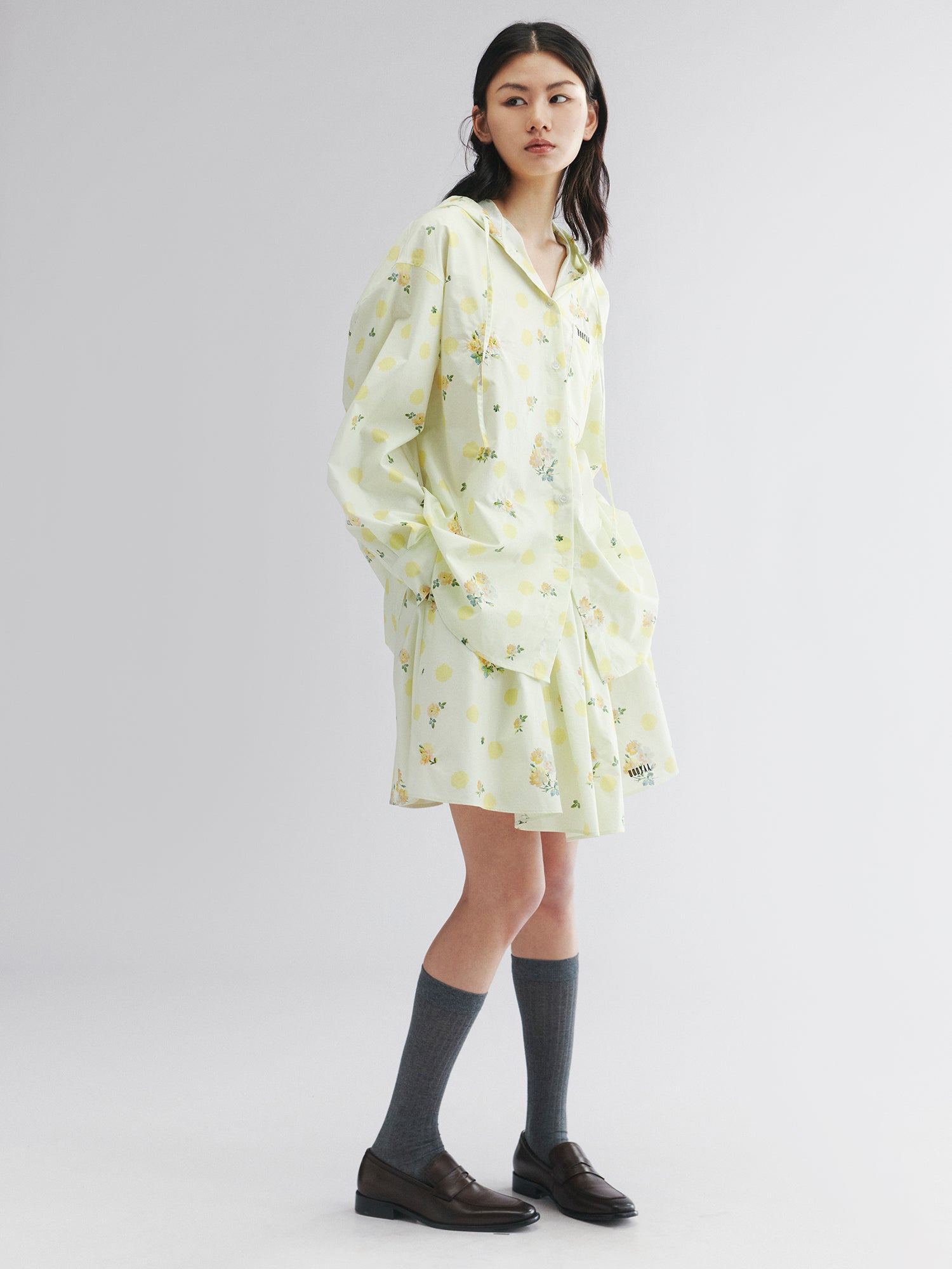 Yellow floral print skirt