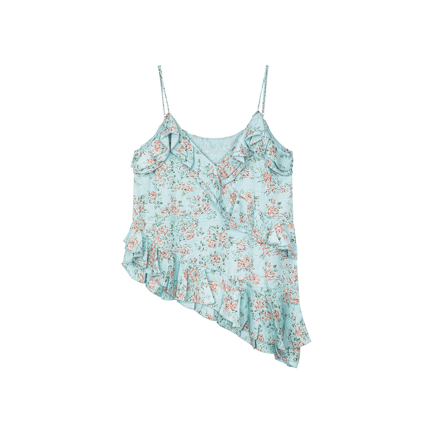 Oil-painted floral crinkle cami