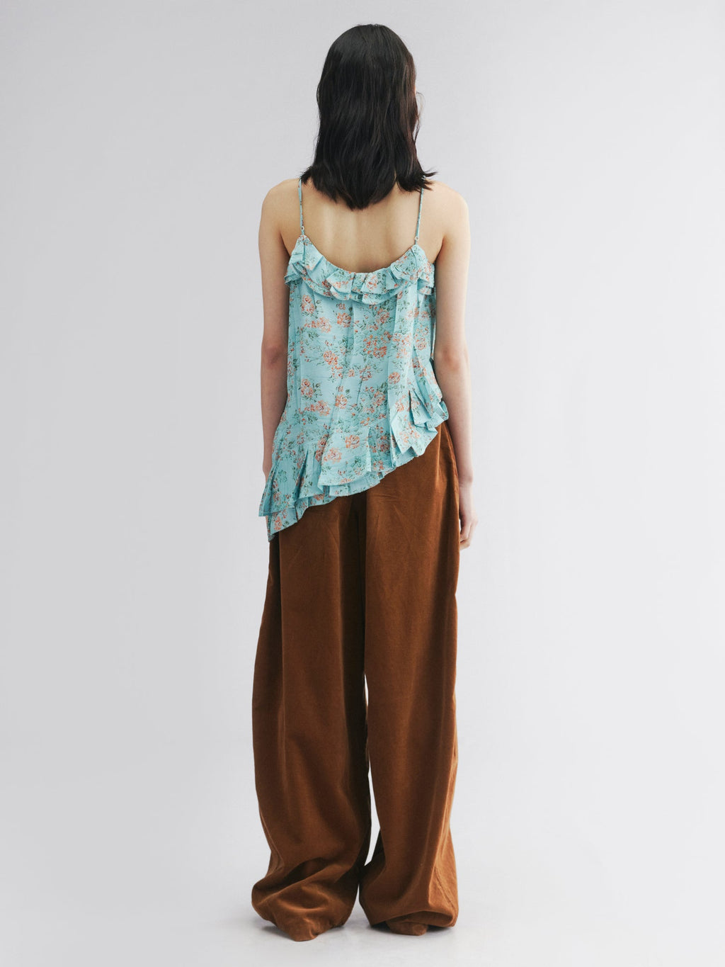 Oil-painted floral crinkle cami