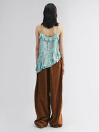 Oil-painted floral crinkle cami