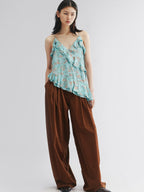 Oil-painted floral crinkle cami