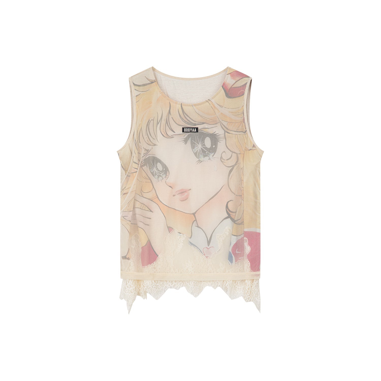 Wrinkled mesh anime vest
