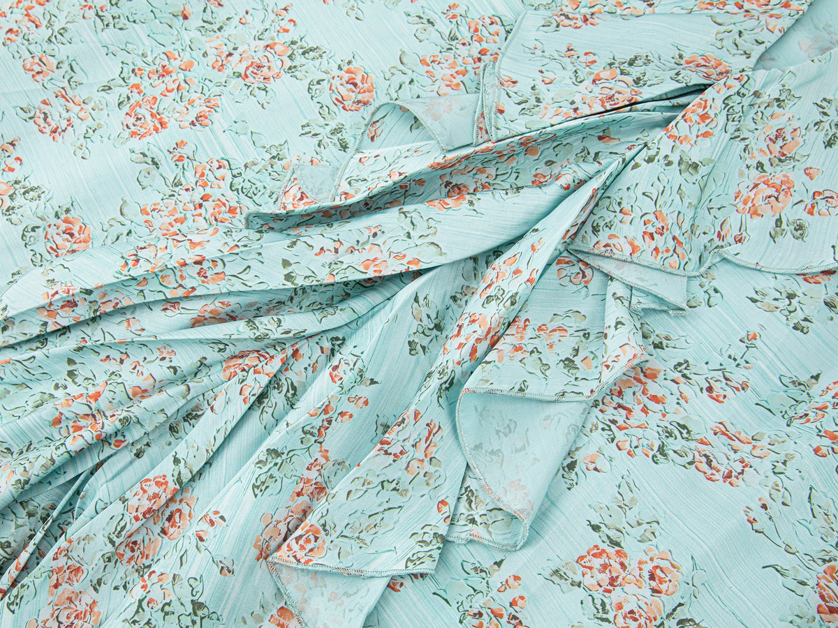 Oil-painted floral crinkle dress