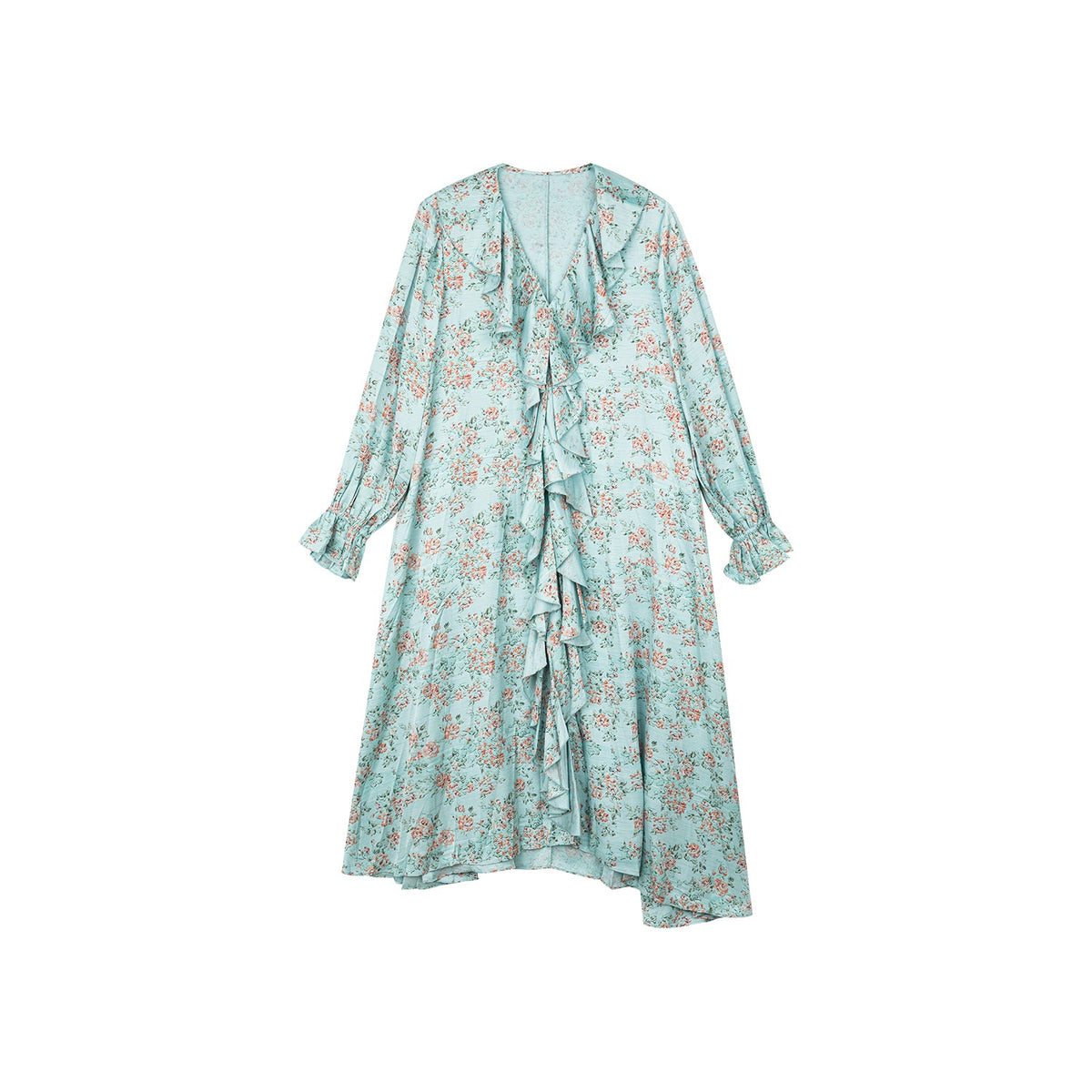 Oil-painted floral crinkle dress