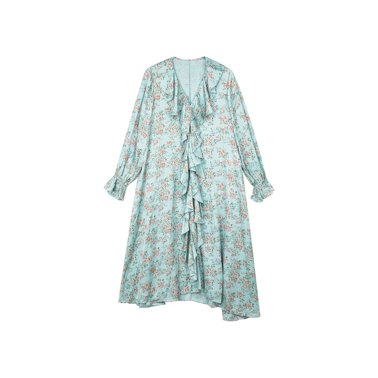 Oil-painted floral crinkle dress