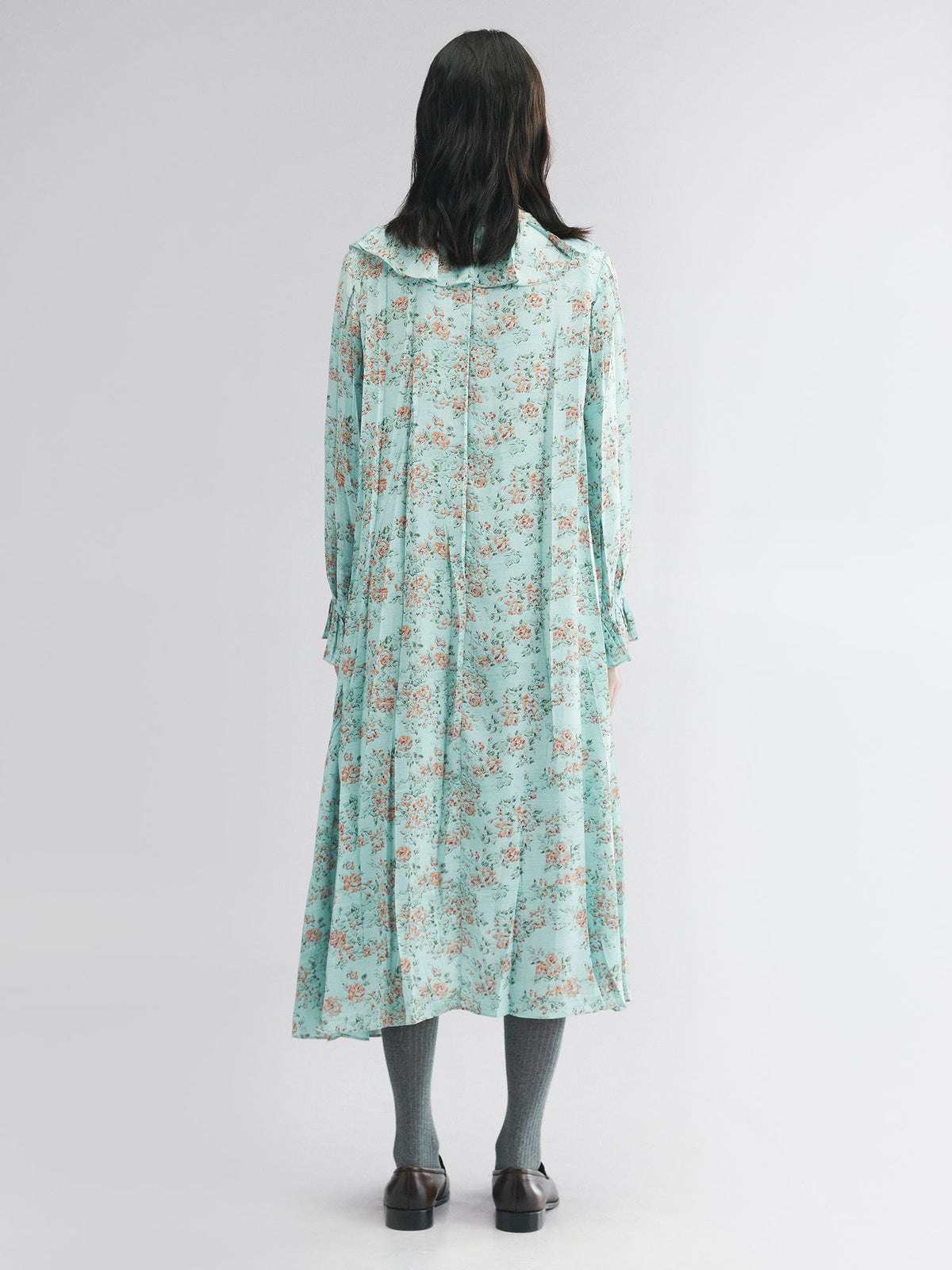 Oil-painted floral crinkle dress