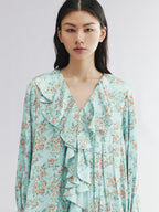 Oil-painted floral crinkle dress