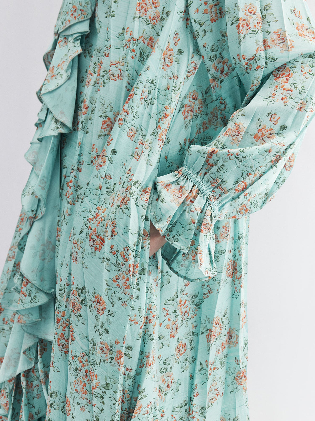 Oil-painted floral crinkle dress