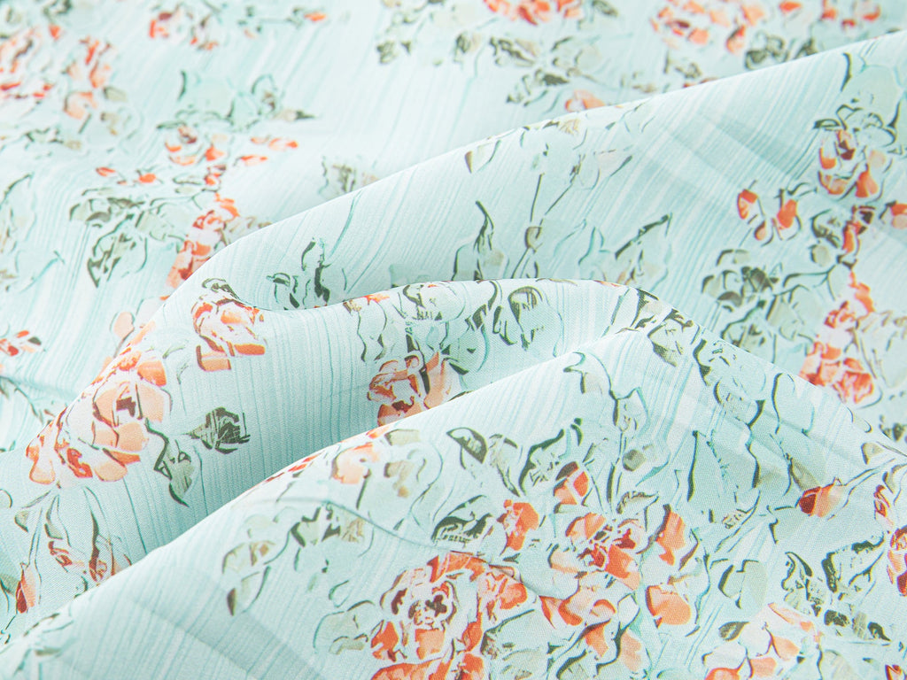 Oil-painted floral crinkle skirt
