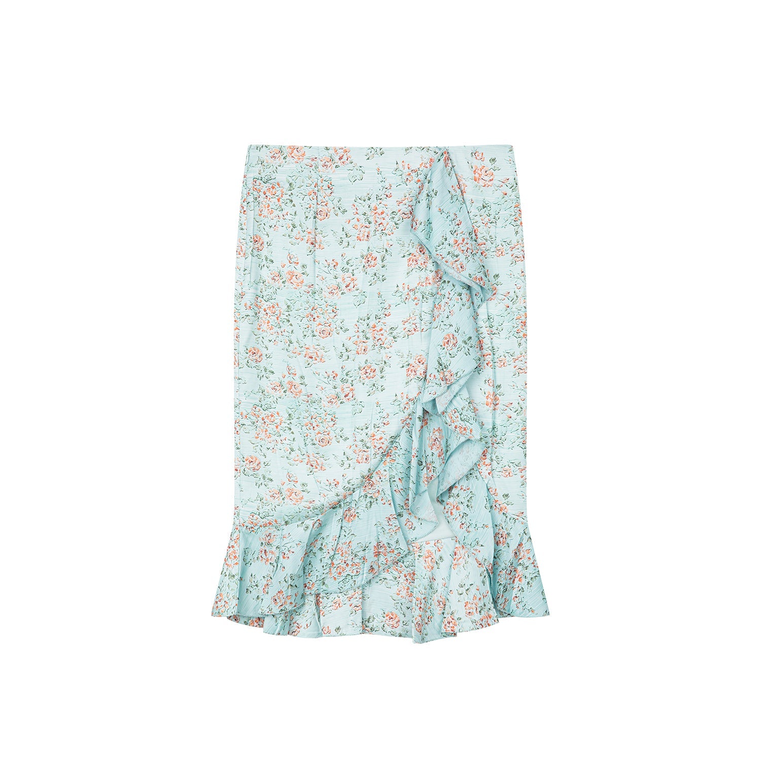 Oil-painted floral crinkle skirt