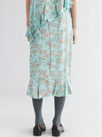 Oil-painted floral crinkle skirt