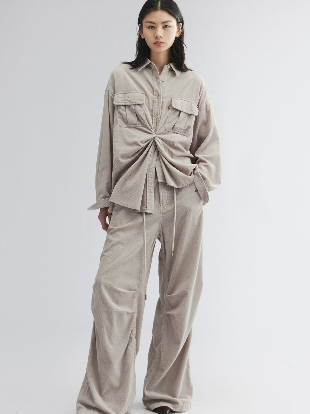 Corduroy knotted utility shirt