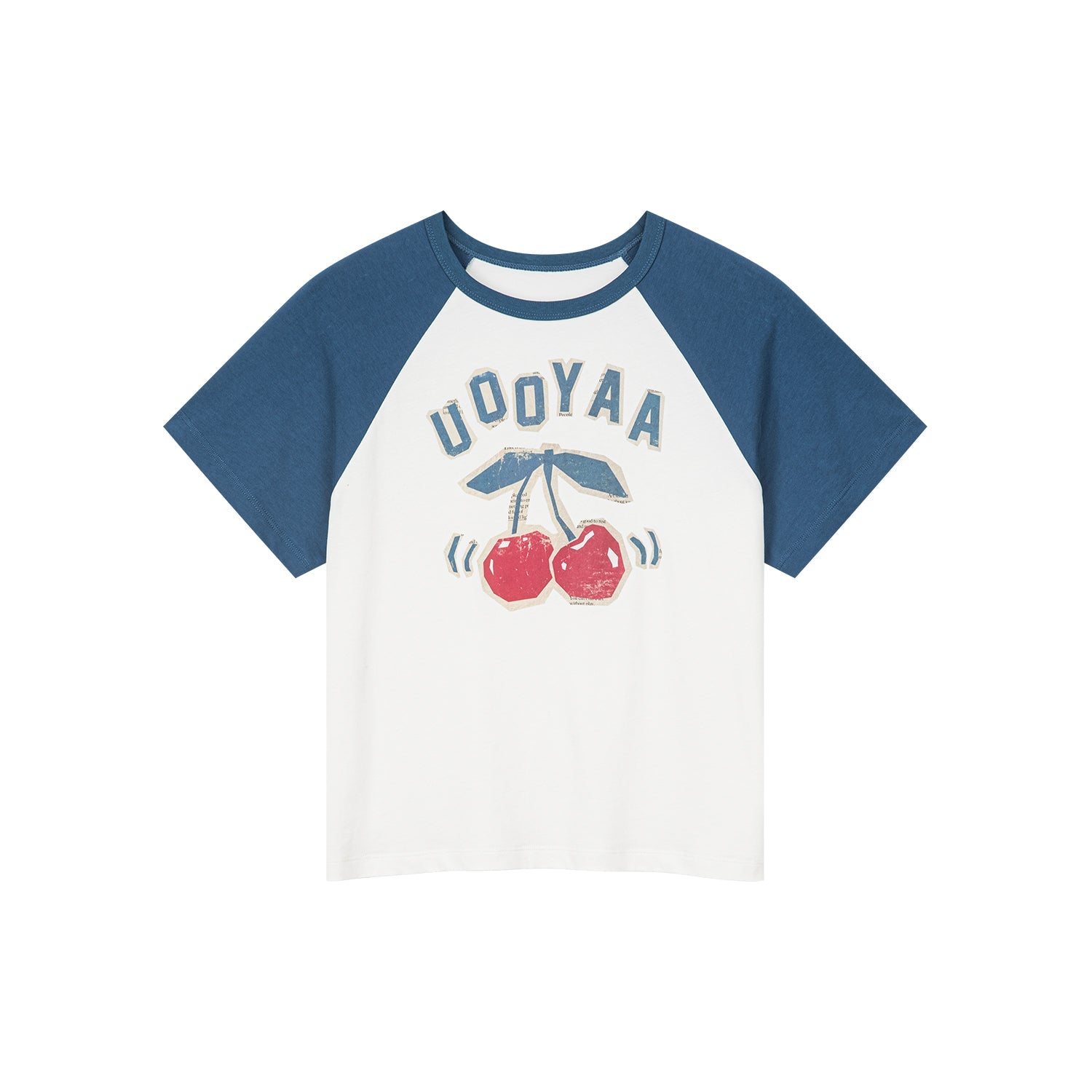 Raglan sleeve tee with dynamic cherry print