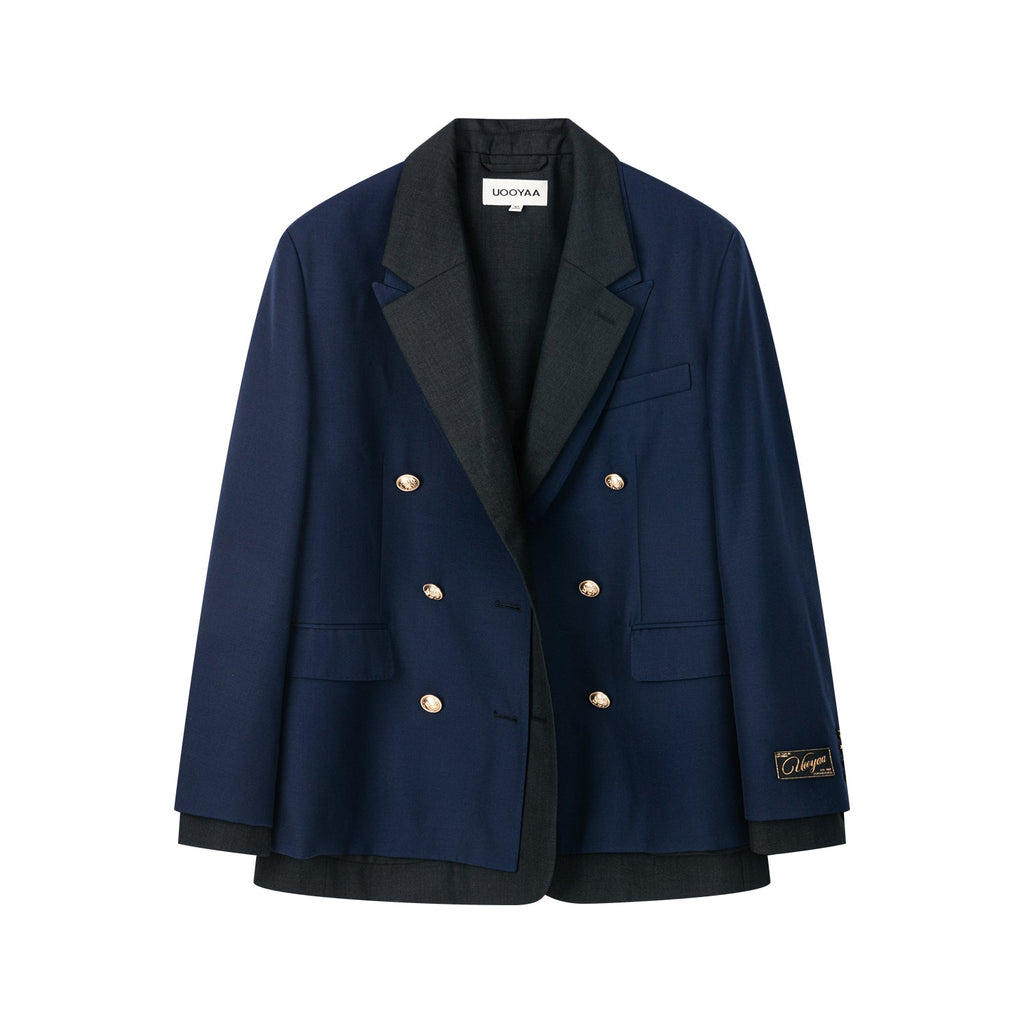 Layered double-breasted blazer