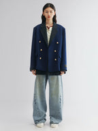Layered double-breasted blazer