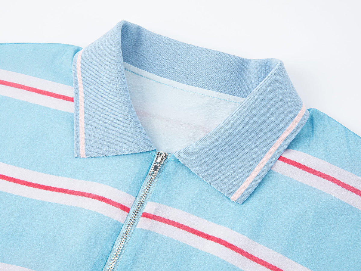Striped polo puff-hem dress