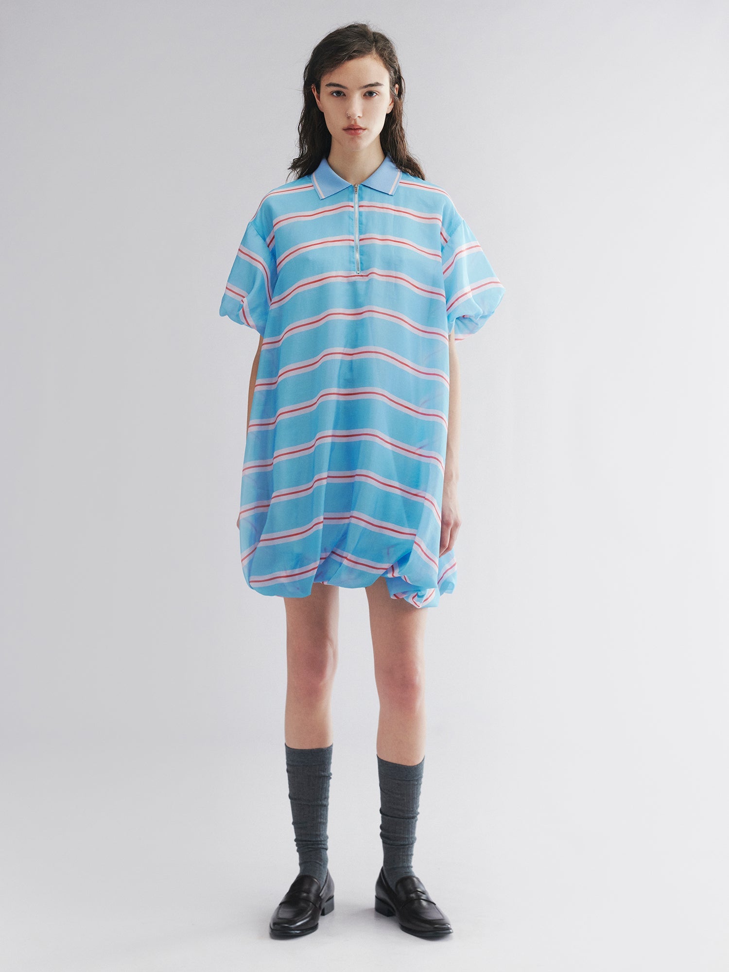 Striped polo puff-hem dress
