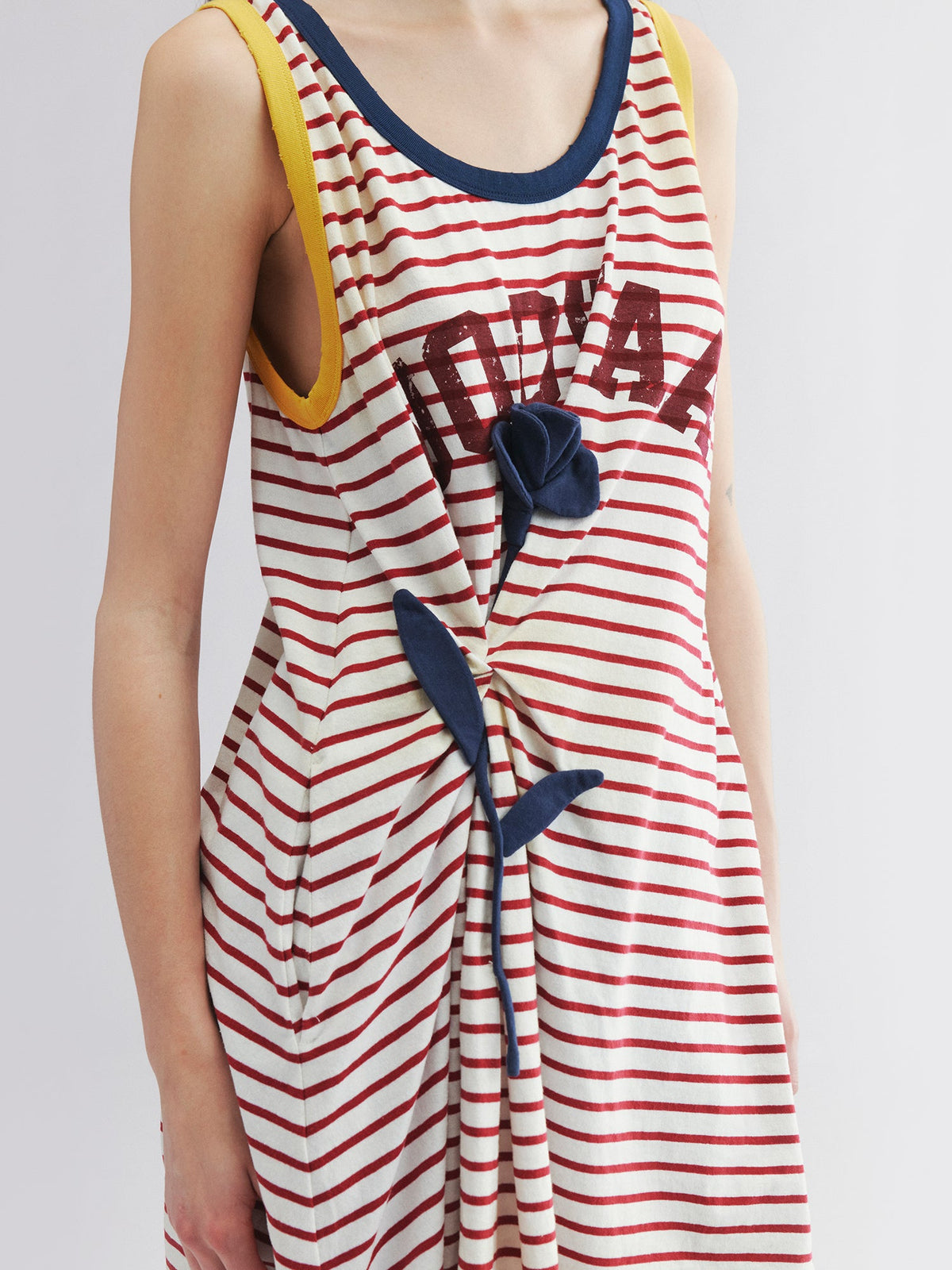 Rose patch striped tank dress