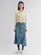 Twisted denim mermaid skirt