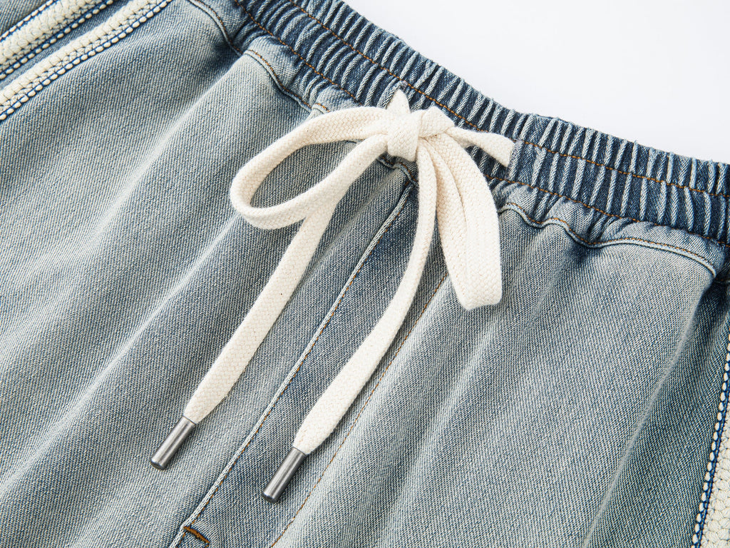 Knit denim joggers