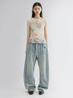 Knit denim joggers