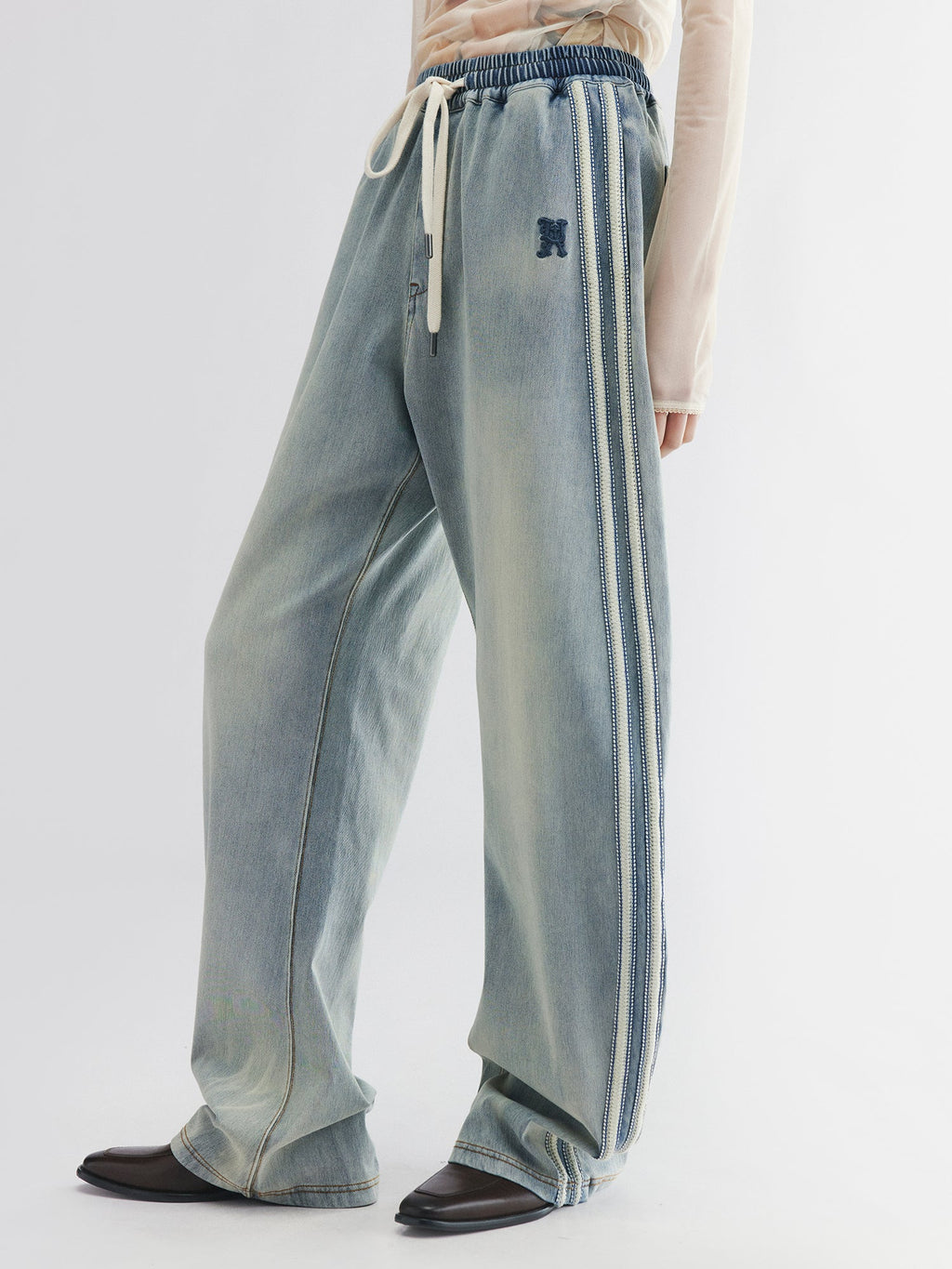 Knit denim joggers