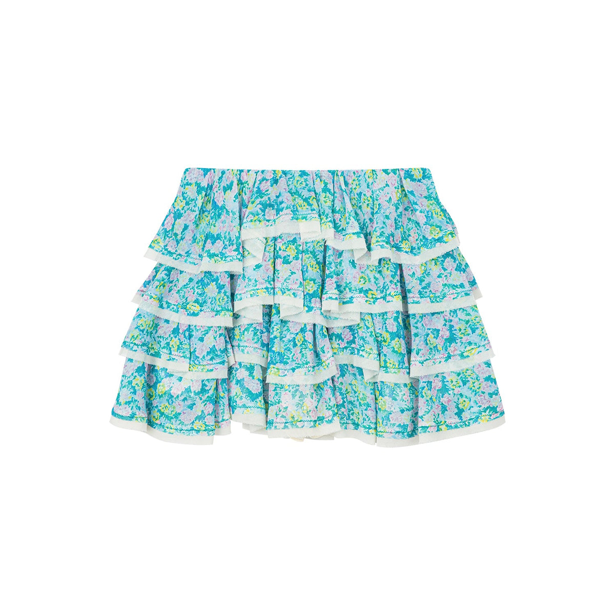 Watercolor floral tiered skirt