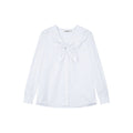Eyelet embroidery sailor collar shirt
