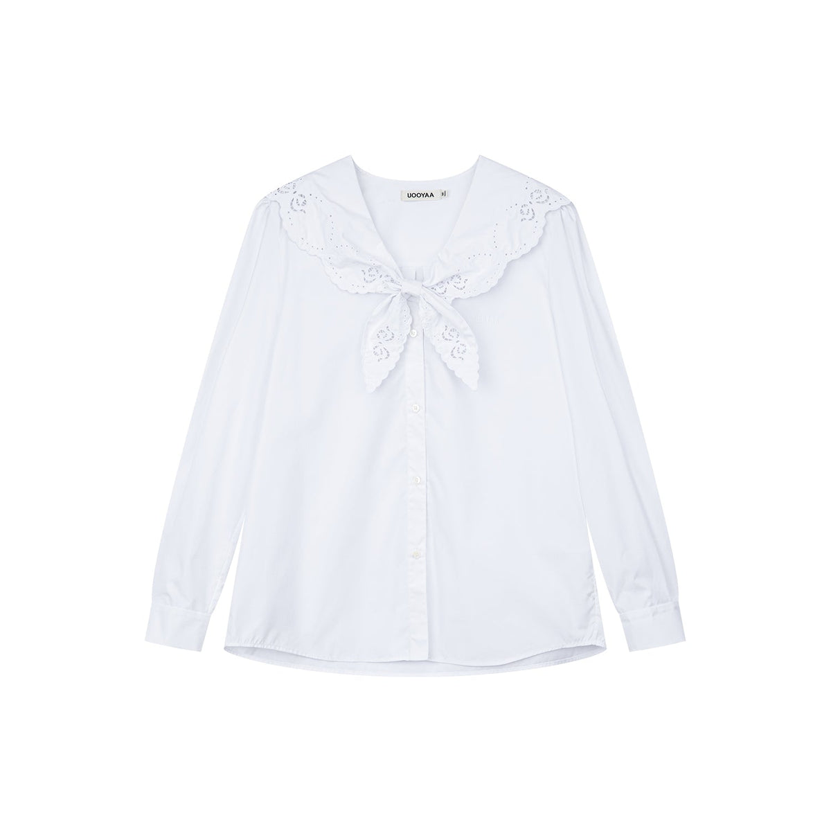 Eyelet embroidery sailor collar shirt