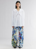 Eyelet embroidery sailor collar shirt