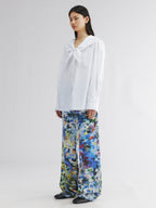 Eyelet embroidery sailor collar shirt