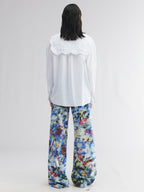 Eyelet embroidery sailor collar shirt