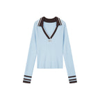 Pullover knit with polo collar