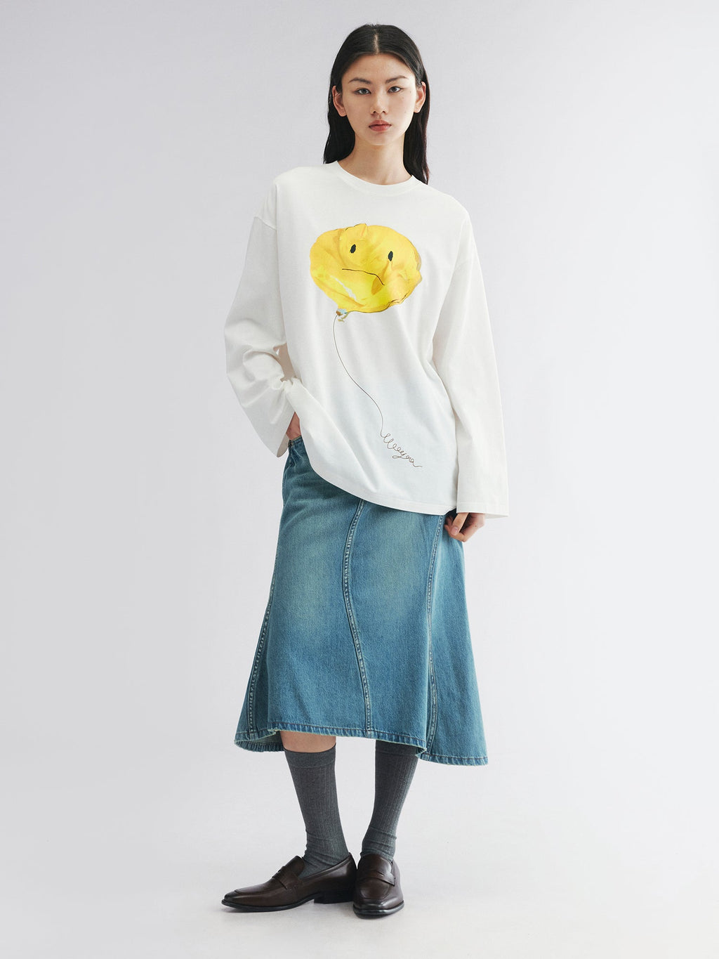 Long sleeve tee with deflated balloon print