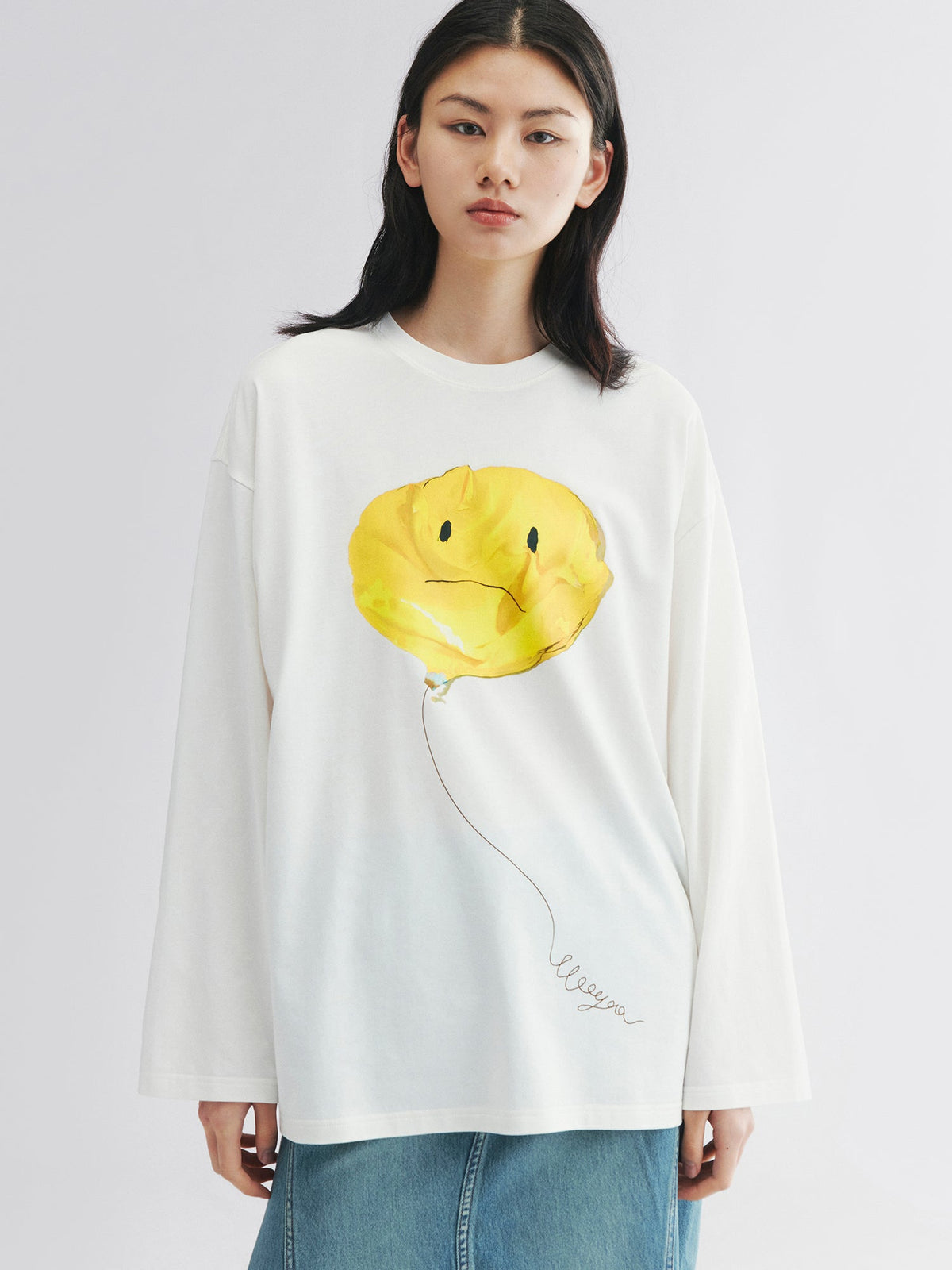 Long sleeve tee with deflated balloon print