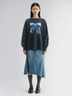 Patchwork bow long sleeve tee