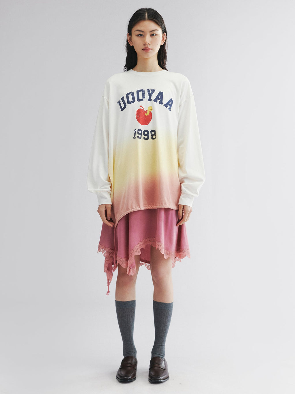 Dip-dye layered t-shirt dress