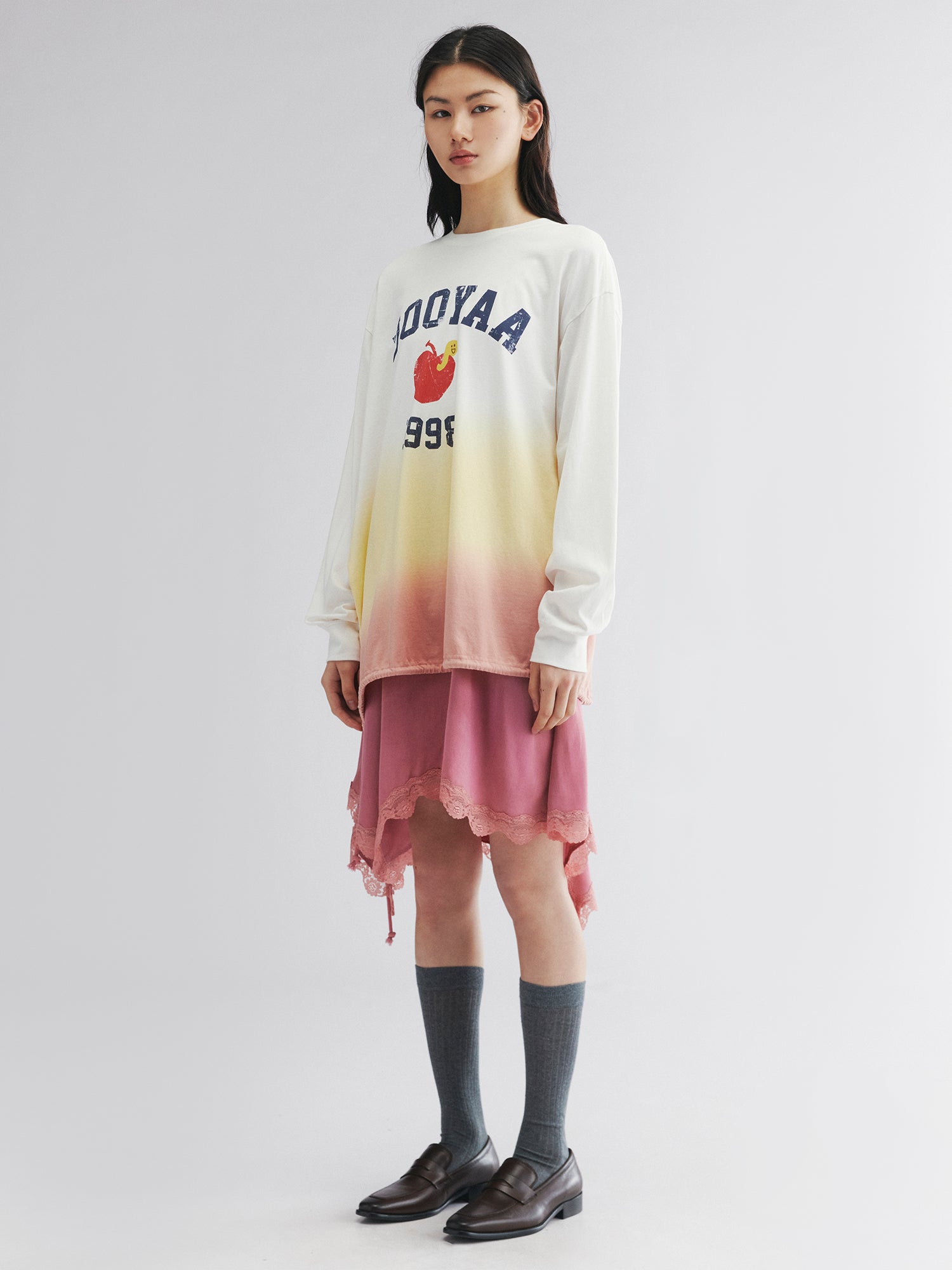 Dip-dye layered t-shirt dress
