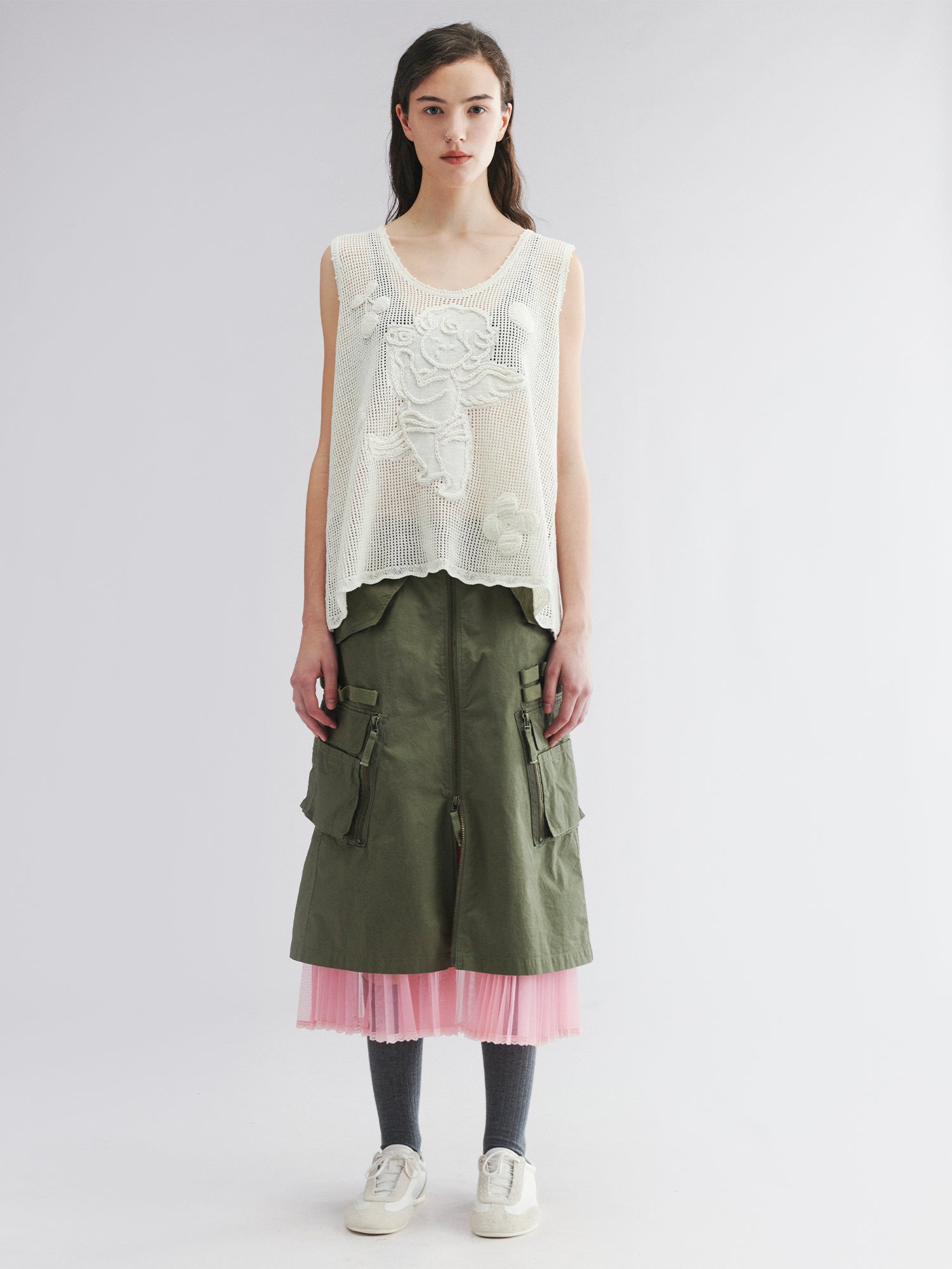 Knit vest with love and angel print