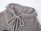 Hooded pullover knit with cherry print