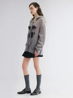 Hooded pullover knit with cherry print