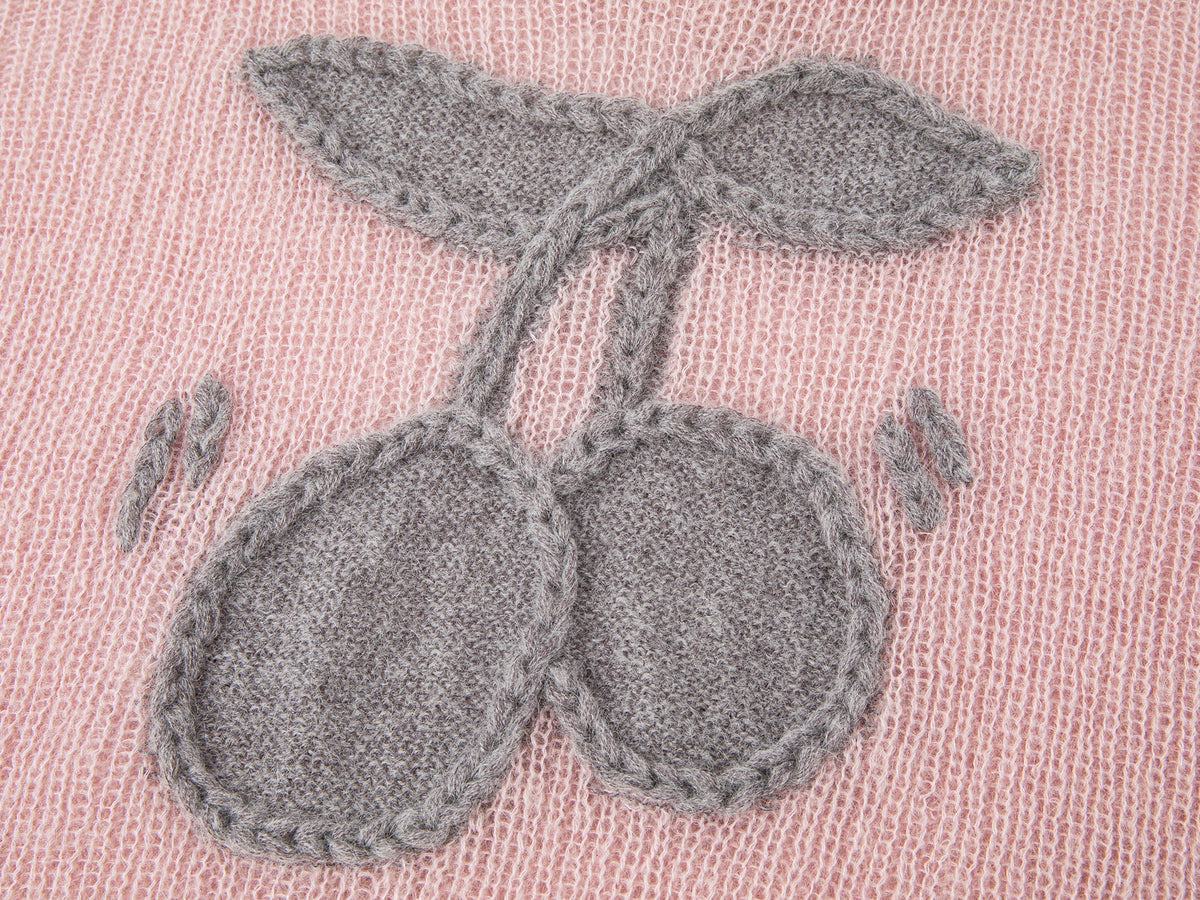 Hooded pullover knit with cherry print