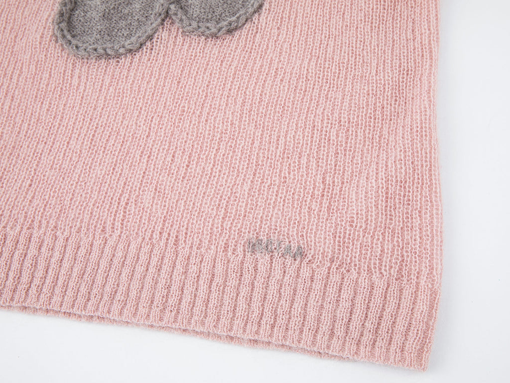 Hooded pullover knit with cherry print