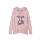 Hooded pullover knit with cherry print