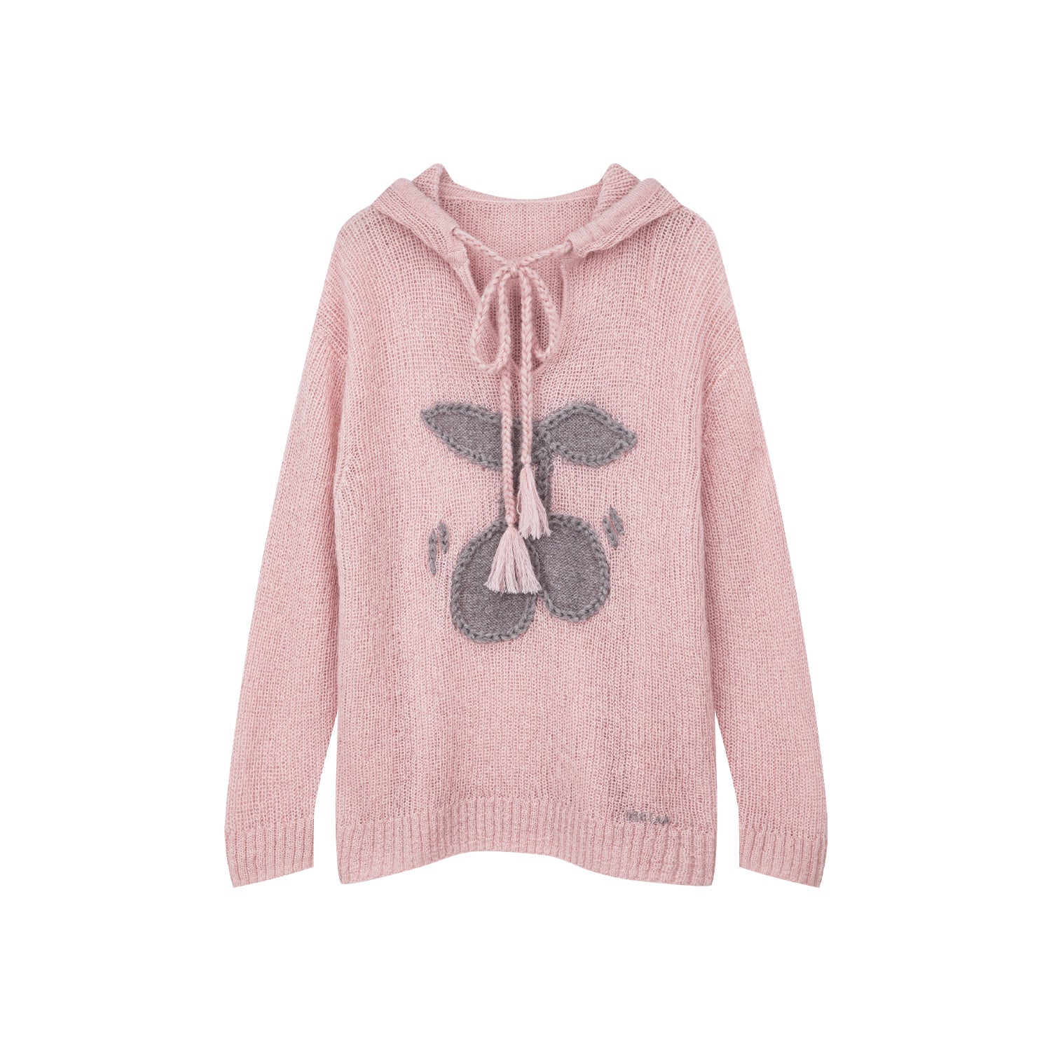 Hooded pullover knit with cherry print