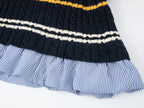 Pullover knit with layered polo and shirt collar design
